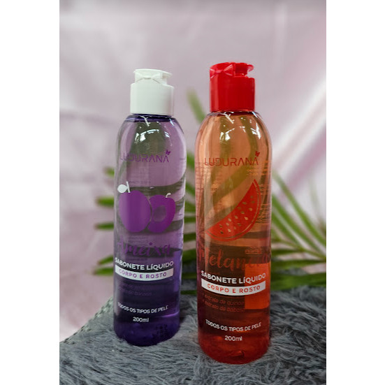 Kit Sabonetes Líquidos Corpo e Rosto Ludurana - Ameixa e Melancia (200ml cada)