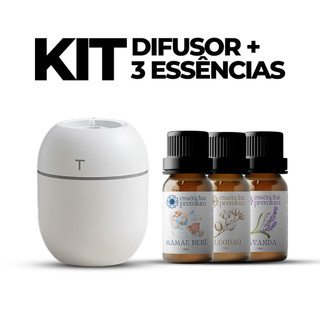 Kit Mini Umidificador Difusor Aromatizador Ambiente  Egg com Essências | 1 Umidificador + 3 Essências