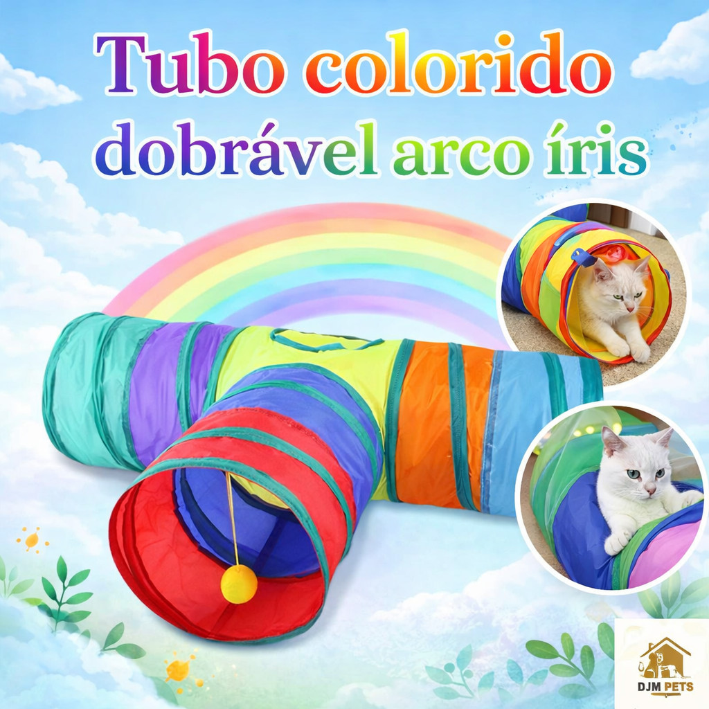 Túnel Dobrável para Gatos em T | Brinquedo com 3 Saídas e Janela, Diversão Felina em Oferta na Shopee