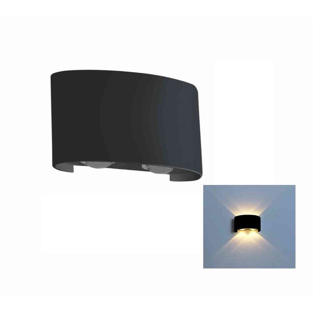 Arandela LED Lia de Sobrepor 4W 3000K 4 Fachos Preta - G-light