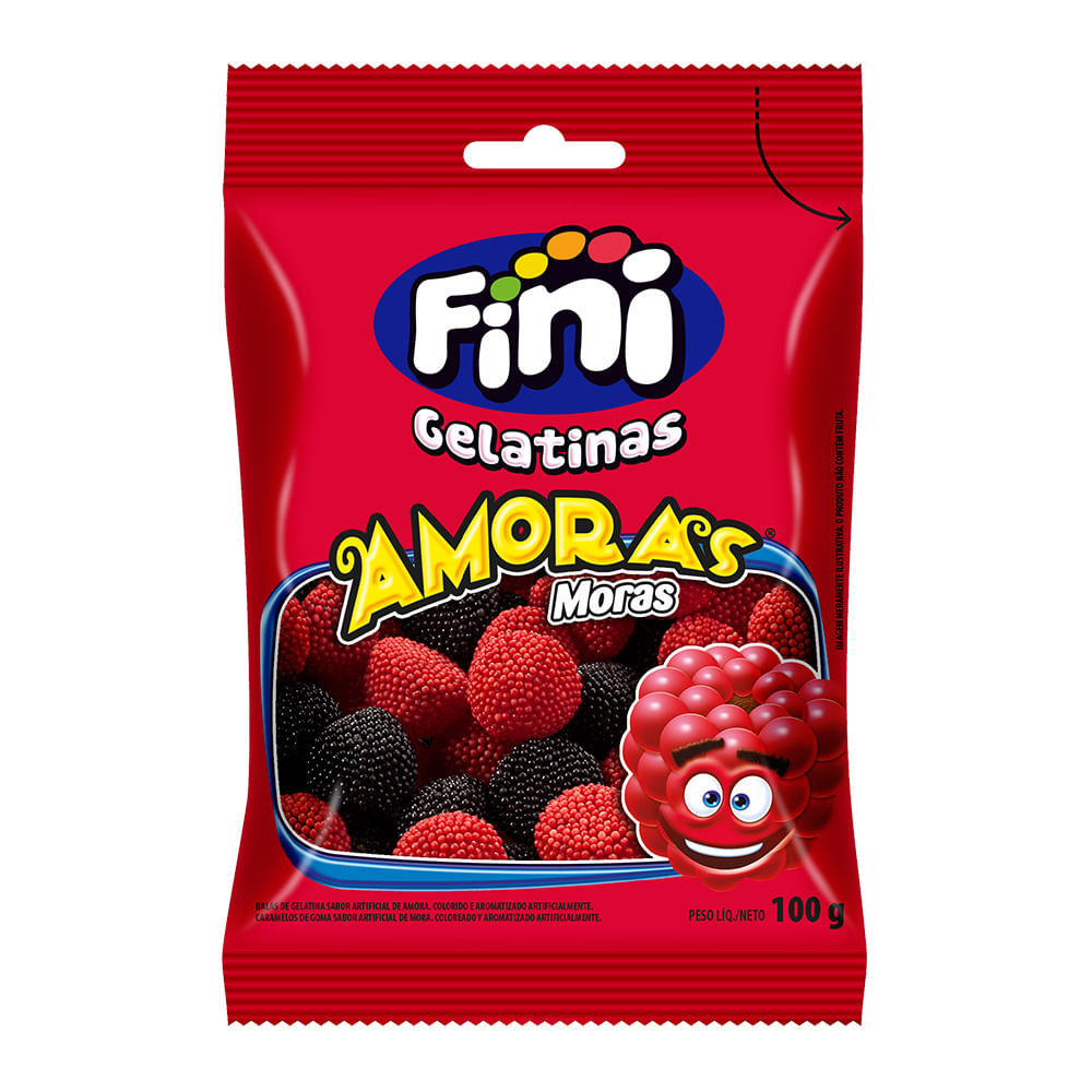 Balas de Gelatina Fini Amoras 100g em Oferta na Shopee
