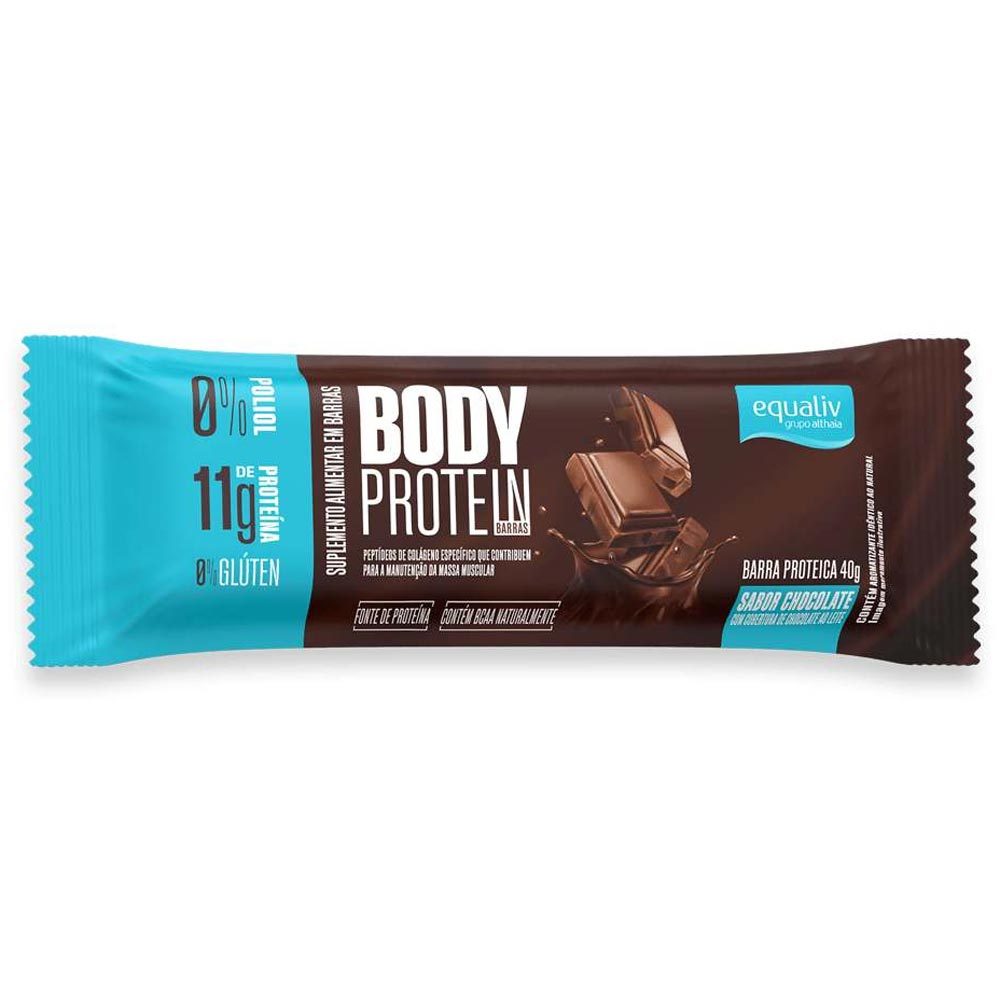 Barra de Proteína Body Protein Suplemento Alimentar Equaliv 11g de Proteína Sabor Chocolate 40g em Oferta na Shopee