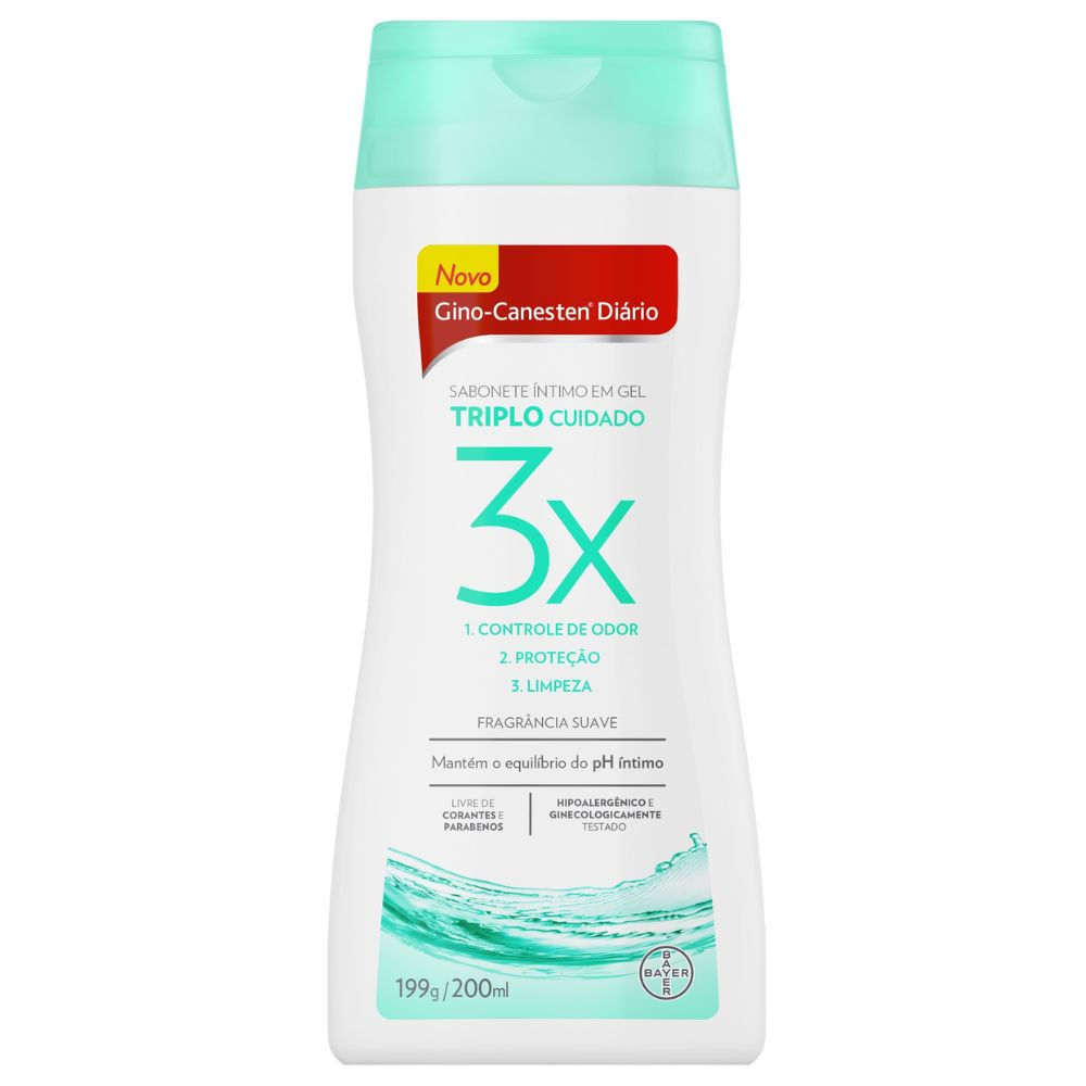 Sabonete Íntimo em Gel Gino Canesten Diário Triplo Cuidado 200ml em Oferta na Shopee
