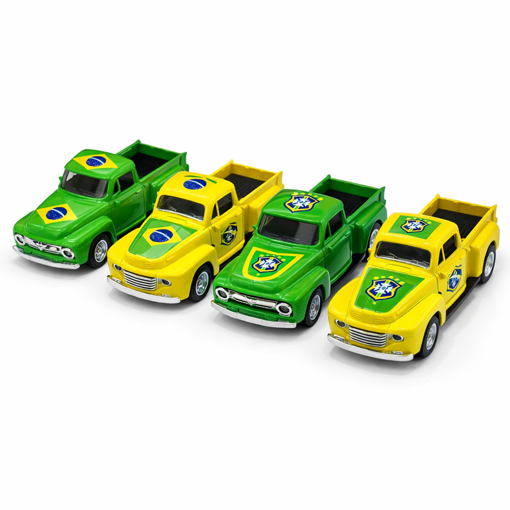 Miniatura Caminhonete Chevy Copa do Mundo 1:32 Metal Fricção Abre Porta Edição Brasil Colecionável em Oferta na Shopee