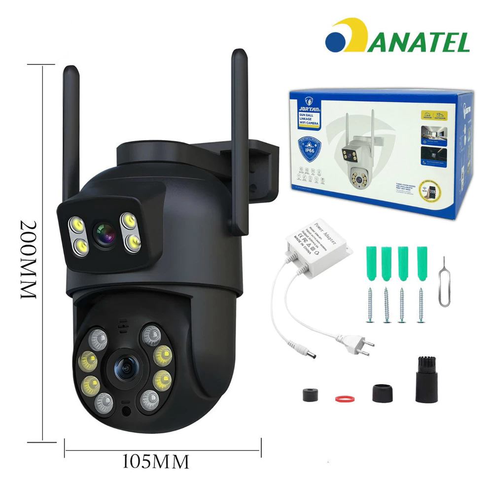 Câmera de segurança YOOSEE IP66 Wi-Fi com lente dupla e sensor de movimento 360° ANJGG
