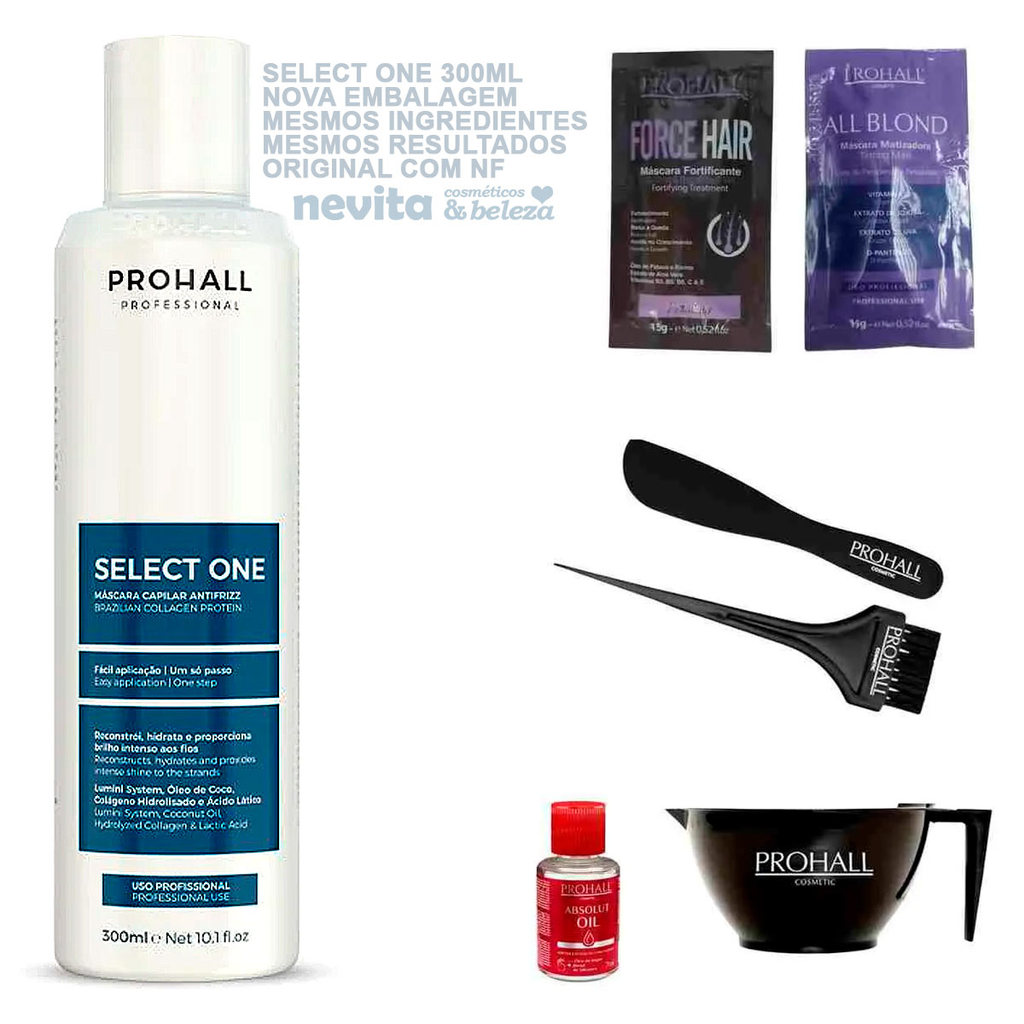 Select One Prohall 300ml +Cumbuca/Espátula/Pincel/Sachê/Equalize 50g/Óleo7ml