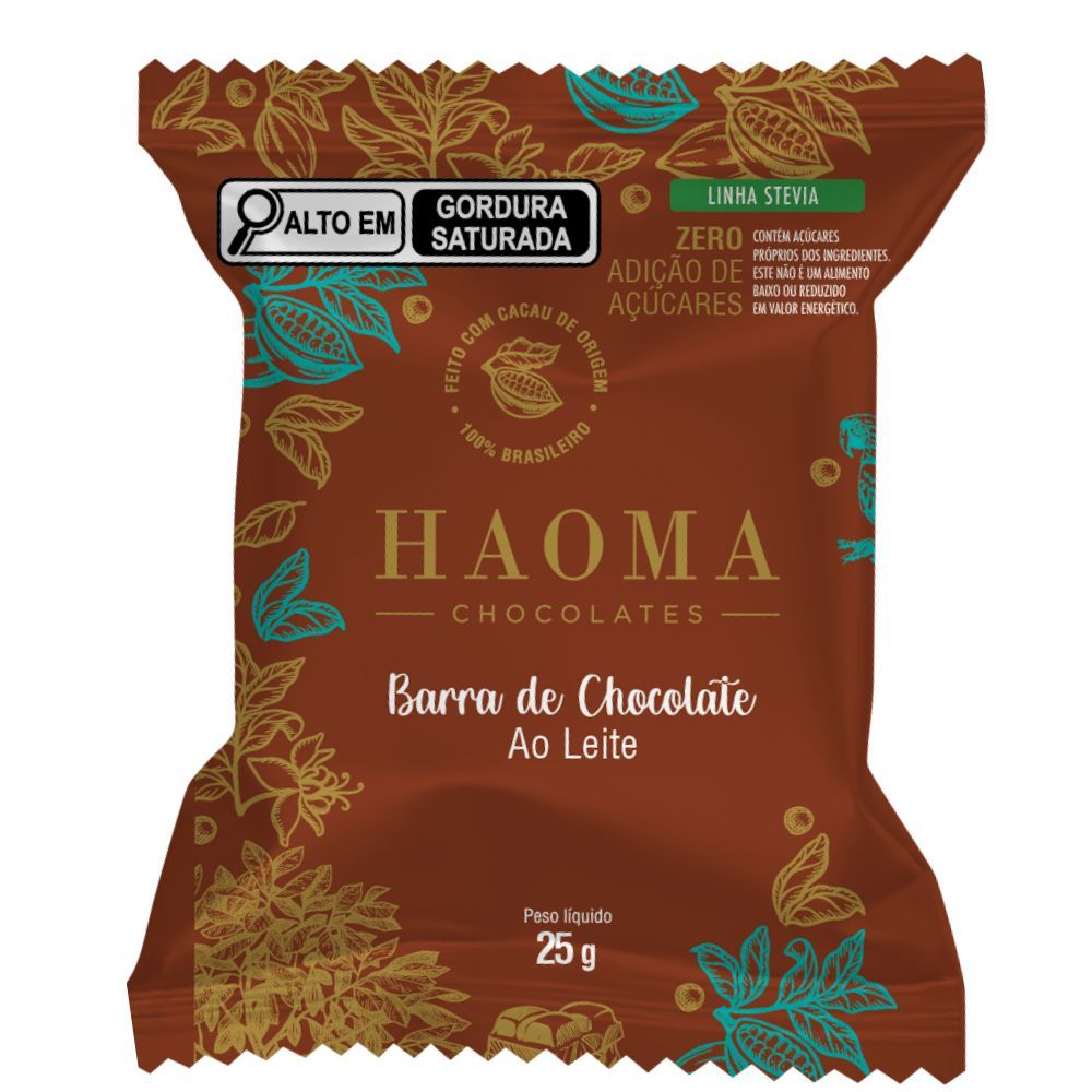 Barra de Chocolate Haoma Ao Leite Zero Adição de Açucares Linha Stevia 25g em Oferta na Shopee
