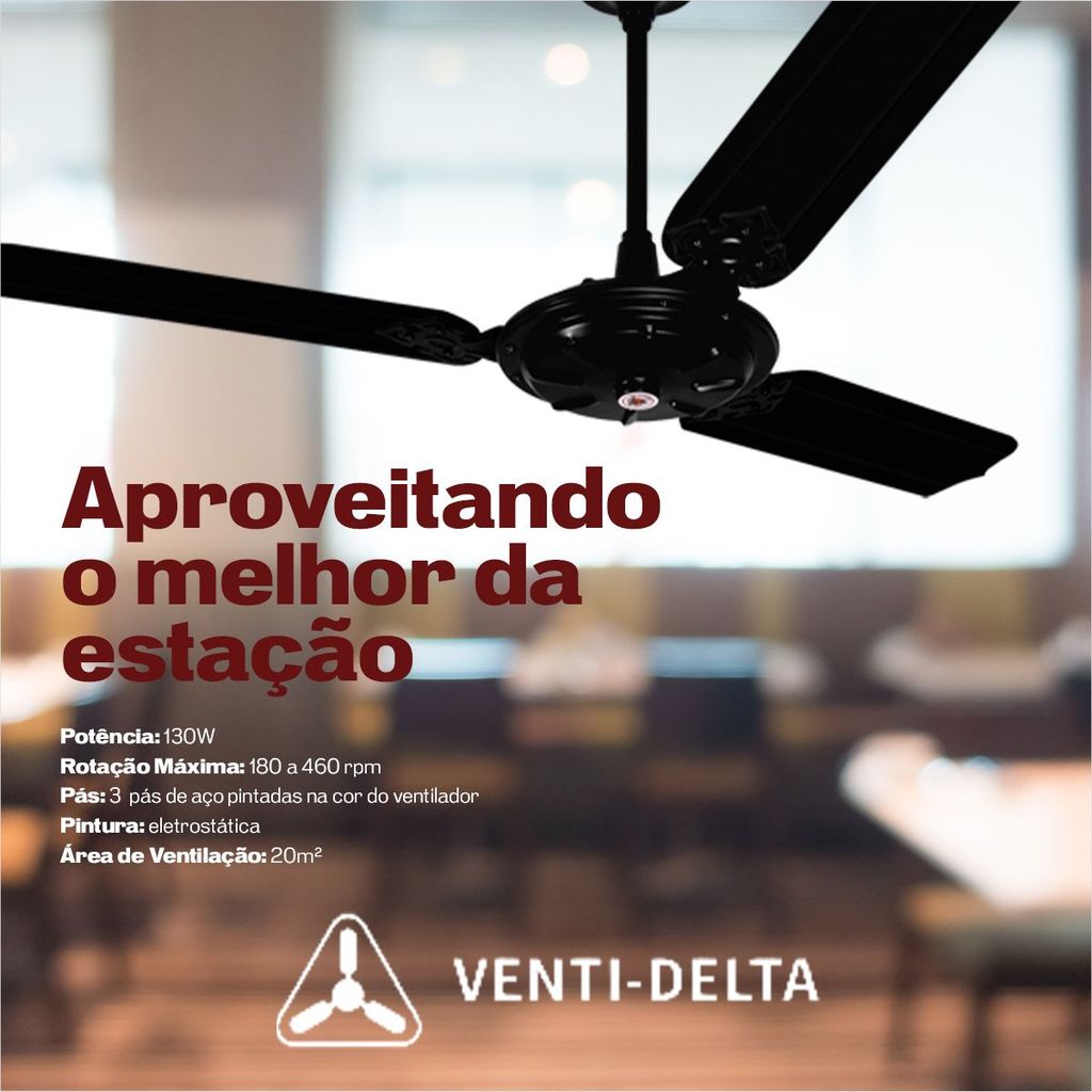 Ventilador de Teto Industrial New Comercial Eco Ventilador de Teto Grande Venti-Delta Sem Lâmpada · foto 2