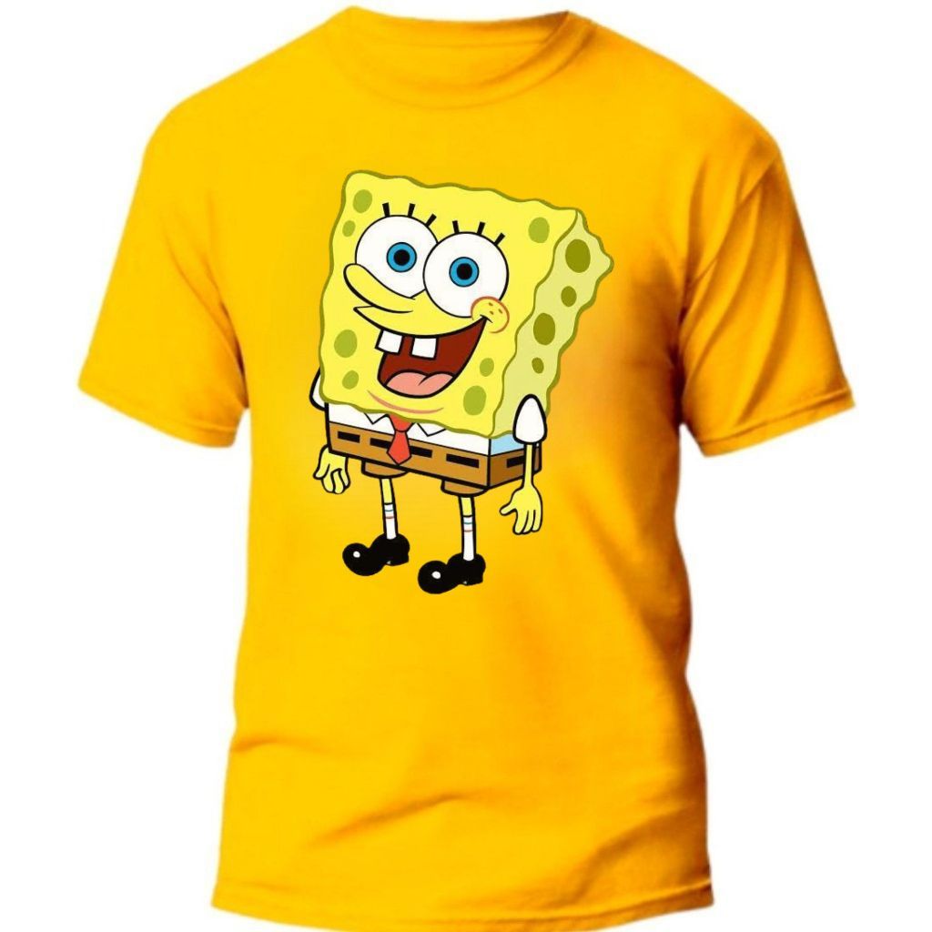 Camiseta Camisa Infantil Bob Esponja Diversas Estampas camiseta AMARELA100% Algodão