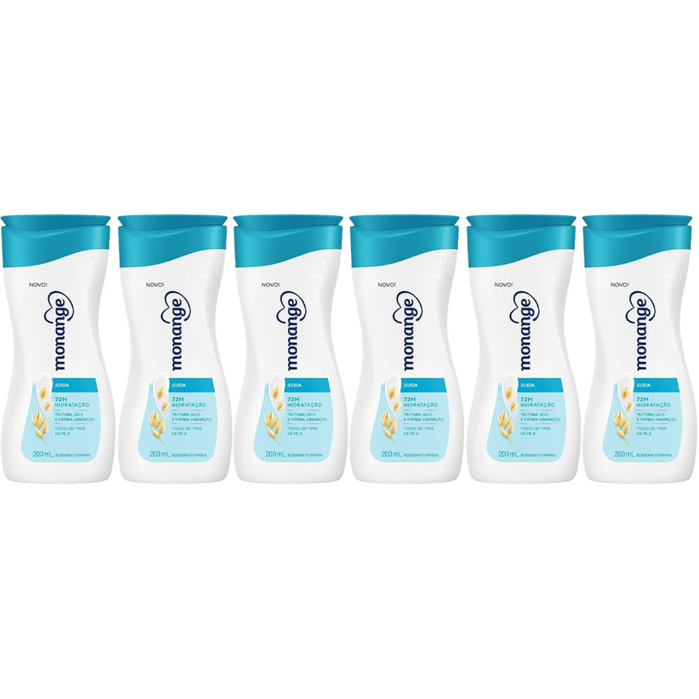 kit Creme Hidratante Corporal Monange Iogurte Com Aveia 200ml  - 6 Unidades