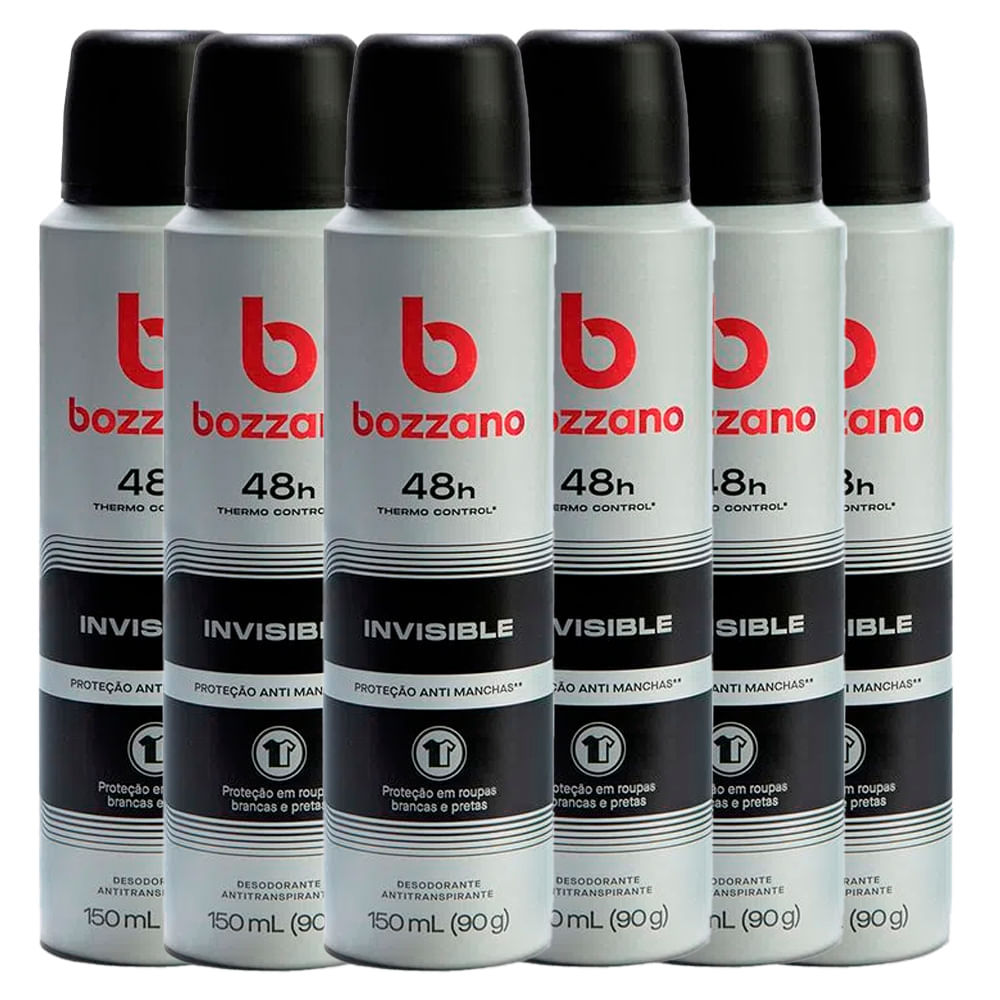 Kit 6 Desodorante Aerosol Bozzano Invisible 90g