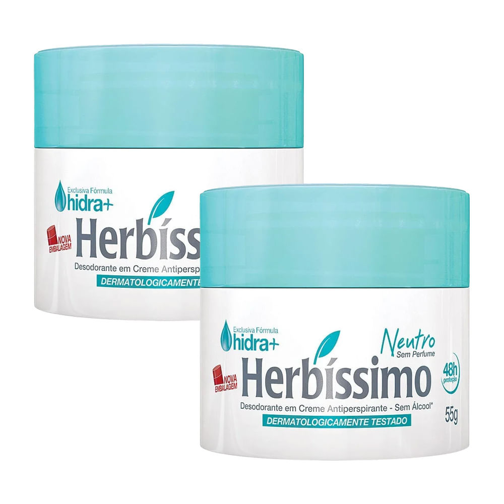 Kit Desodorante Creme Herbíssimo Neutro 55g - 2 Unidades em Oferta na Shopee