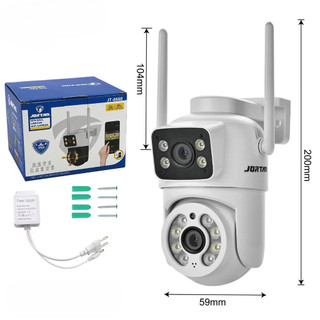 Câmera de Segurança Wi-Fi Externa IP66 2 Lentes PTZ Visão Noturna Áudio 2 Vias Detecção M…