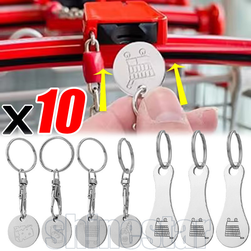 Chaveiro De Token De Carrinho De Compras De 10-3 Unidades-Chaveiros Metal Universais-Pingente De Tokens De Supermercado-