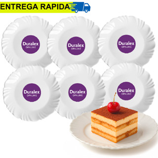 Jogo Prato de Sobremesa 06 Unidades Nadir Duralex em Vidro Kit Petala Branco Resistente Padaria em Oferta na Shopee
