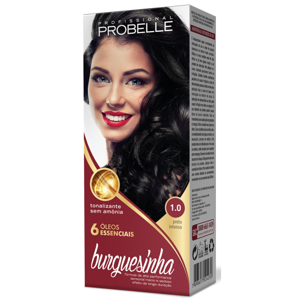 Tonalizante Burguesinha 50g 1.0 - Preto Intenso Probelle probelle em Oferta na Shopee