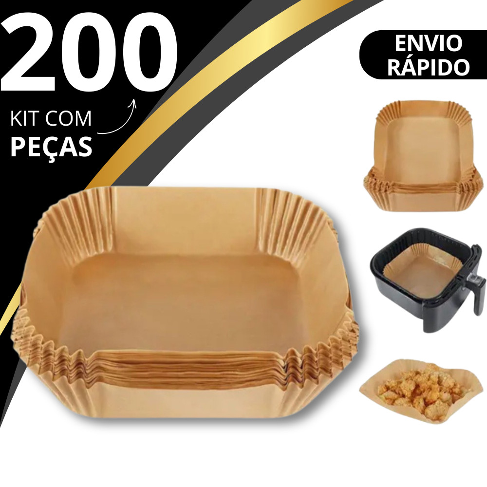 KIT 200 Formas Assadeira Papel Manteiga Descartável Para Air fryer Sem Sujeira
