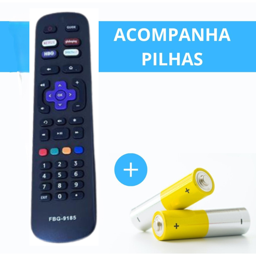 Controle Remoto TV Compatível Semp TCL Philco Roku SMART FBG 9185/LE7358