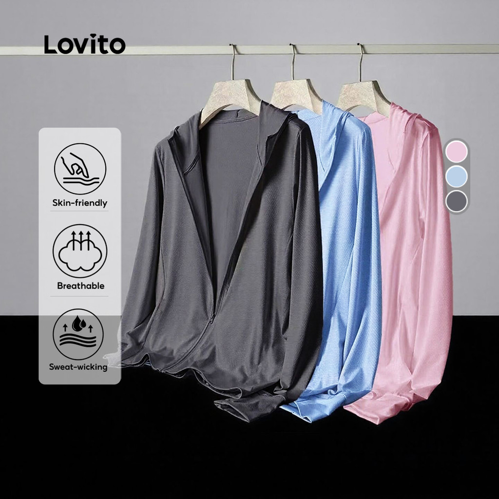 Lovito Jaqueta Esportiva Amigável À Pele Sporty com Zíper para Esportes Ao Ar Livre Azul para Mulheres LNA129038 em Oferta na Shopee