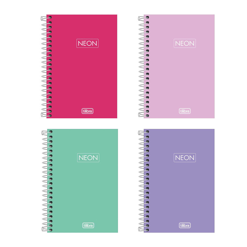 Caderneta capa plástica 1/8 80 folhas Neon Cores Feminino Tilibra em Oferta na Shopee