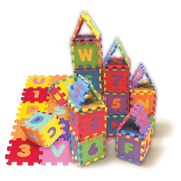 Tatame de EVA Educativo Infantil Brinquedo 7x7cm Numeros e Letras C/36 Peças