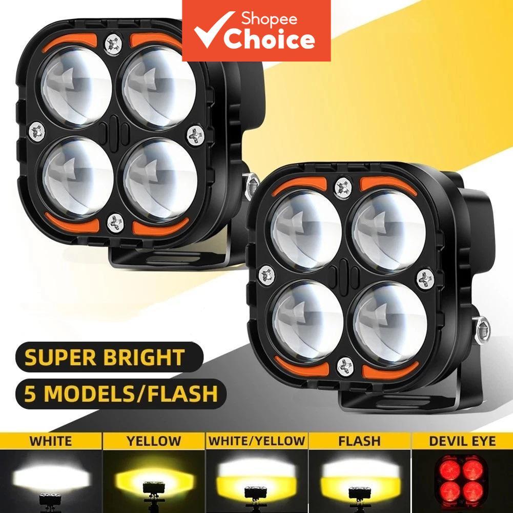  Farol Auxiliar de Motocicleta LED Super Brilhante de Dupla Cor 24V