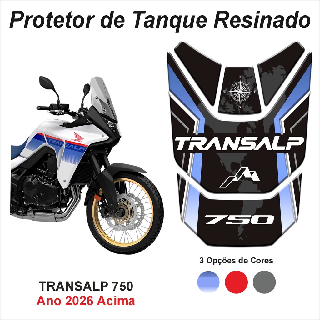 Adesivo Protetor de Tanque 3d Resinado Para Moto Honda Transalp 750 2026+ M260