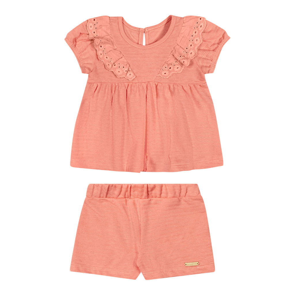 Conjunto Bebê Menina Malha Trabalhada Colorittá Laranja em Oferta na Shopee