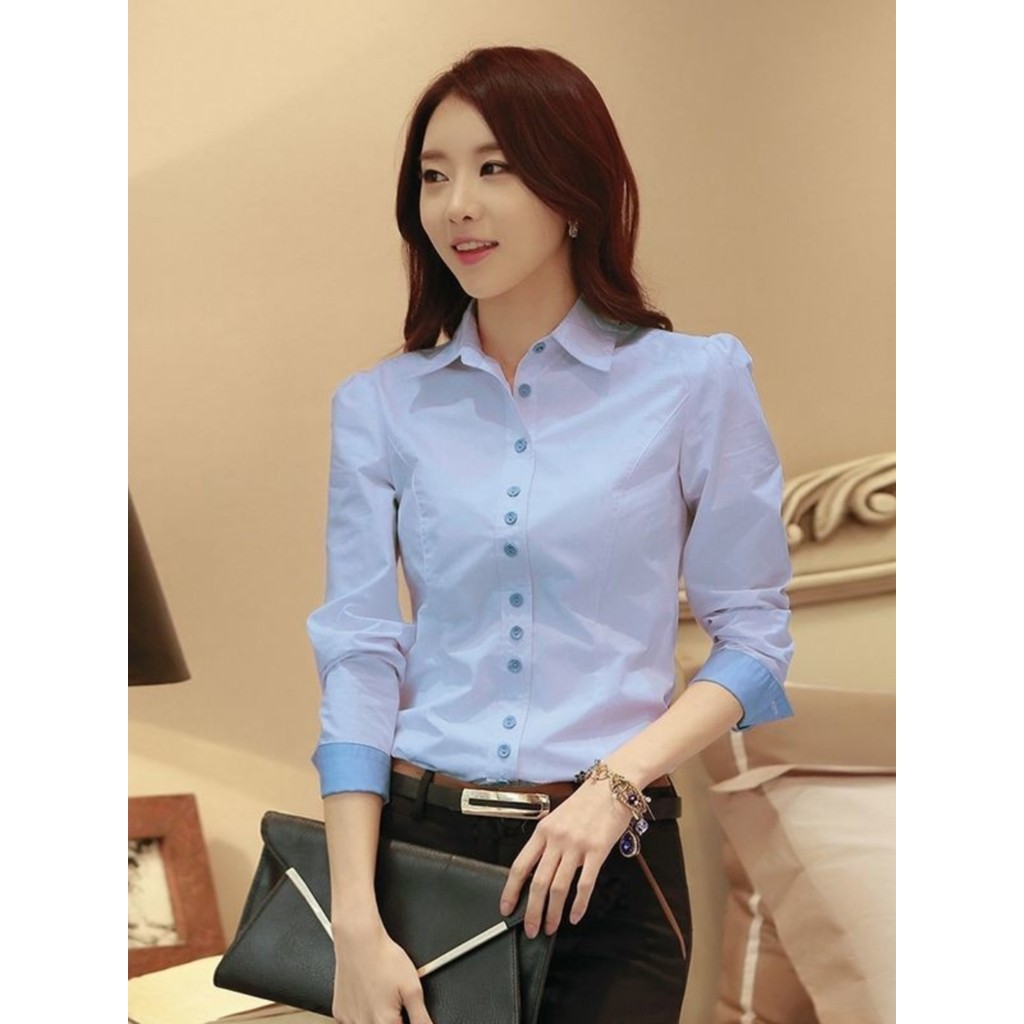 High-End camisa branca de manga comprida feminina primavera versão coreana profissional Wear topo camisa de gola branca 