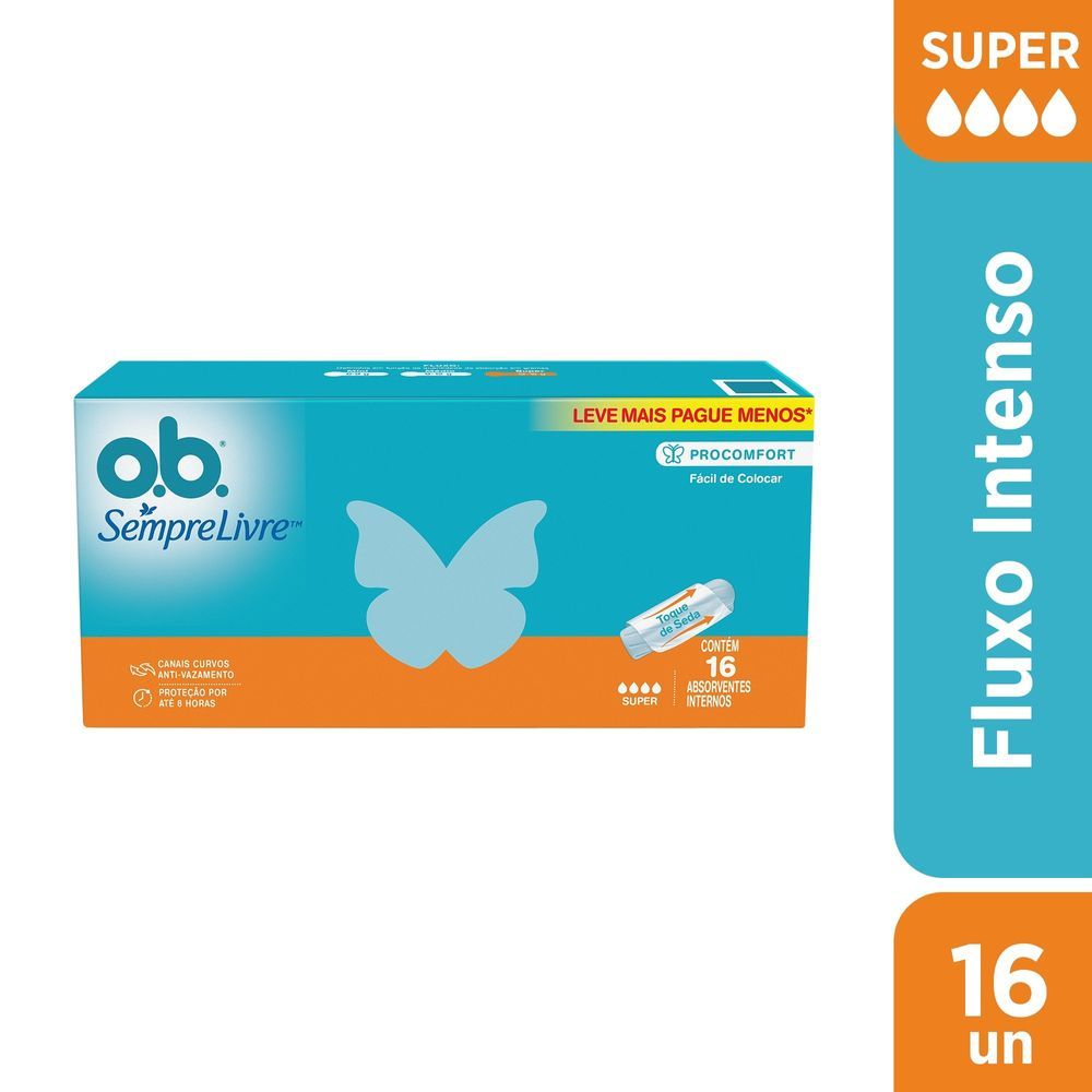 Absorvente OB Interno Sempre Livre Super 16 Unidades em Oferta na Shopee
