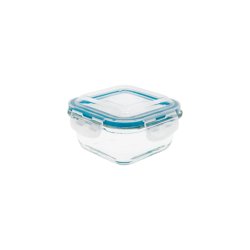 Pote de Vidro Quadrado de 320 Ml C/ Tampa Transparente Oikos
