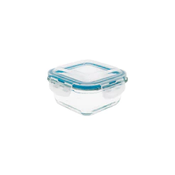 Pote de Vidro Quadrado de 320 Ml C/ Tampa Transparente Oikos