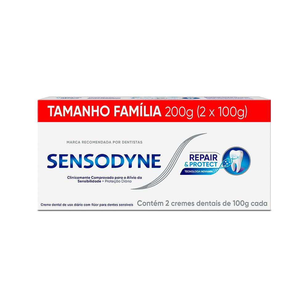 Creme Dental Sensodyne Repair & Protect para Dentes Sensíveis com 2 unidades 100g cada em Oferta na Shopee