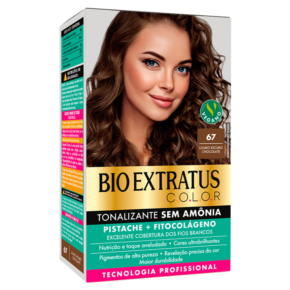 Tonalizante Bio Extratus Color Sem Amônia  Cor 67 Louro Escuro Chocolate
