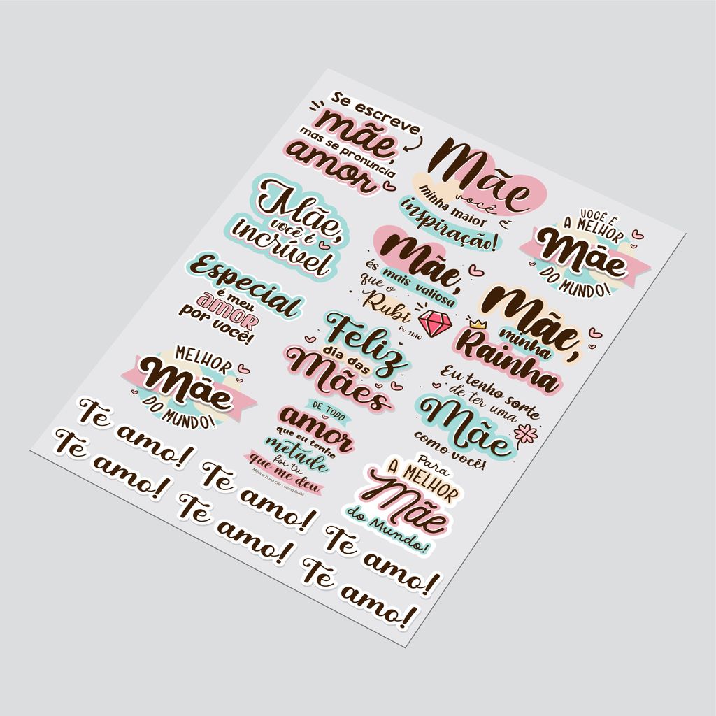 Cartela DTF UV A4 - Tema: DIA DAS MÃES 3 - Adesivo para produtos rígidos em Oferta na Shopee