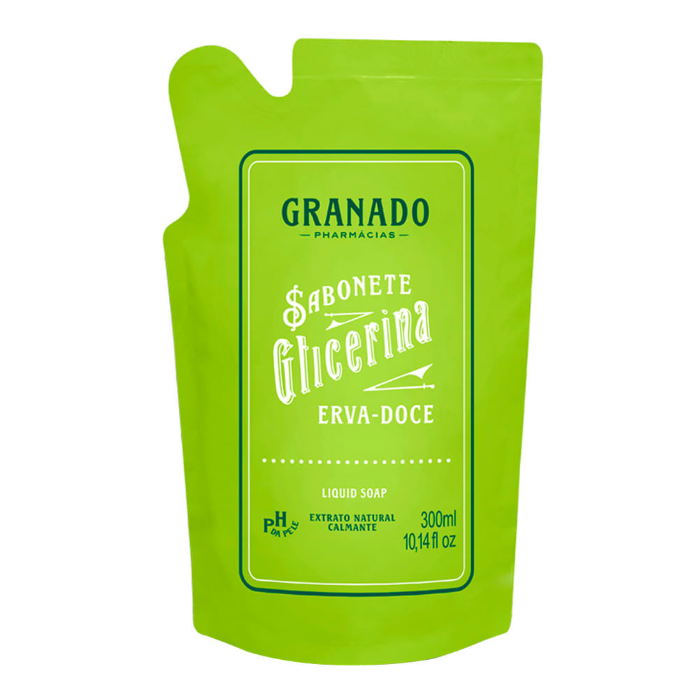 Sabonete Líquido Granado Glicerina Erva Doce Refil 300ml em Oferta na Shopee