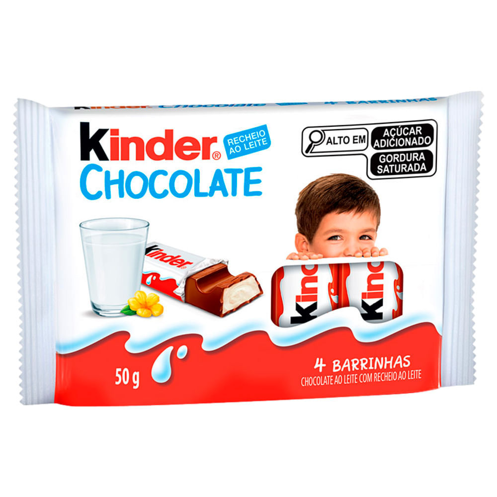 Chocolate Kinder ao Leite com Recheio ao Leite 50g com 4 Barrinhas em Oferta na Shopee