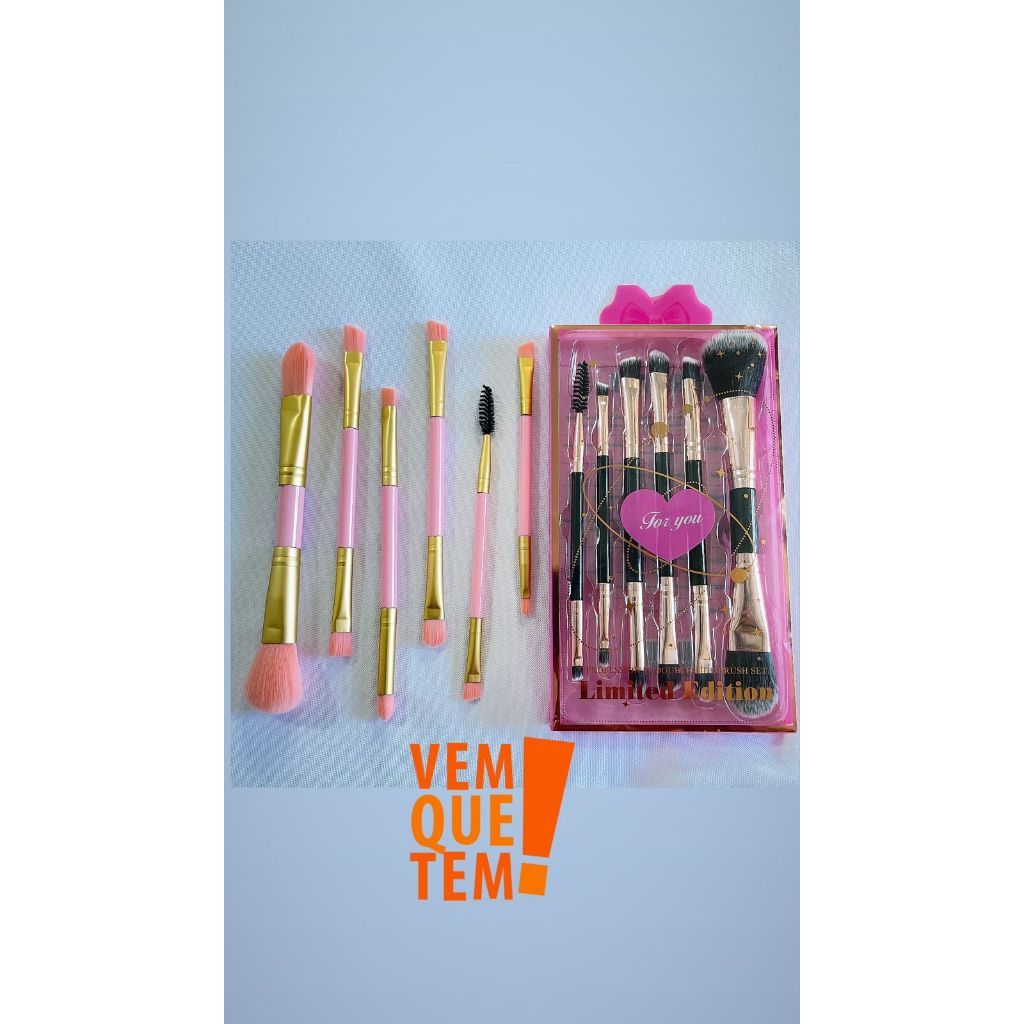 Kit pinceis de maquiagem - 6un - maquiagem - pinceis - cuidados com a pele  - kit pincel