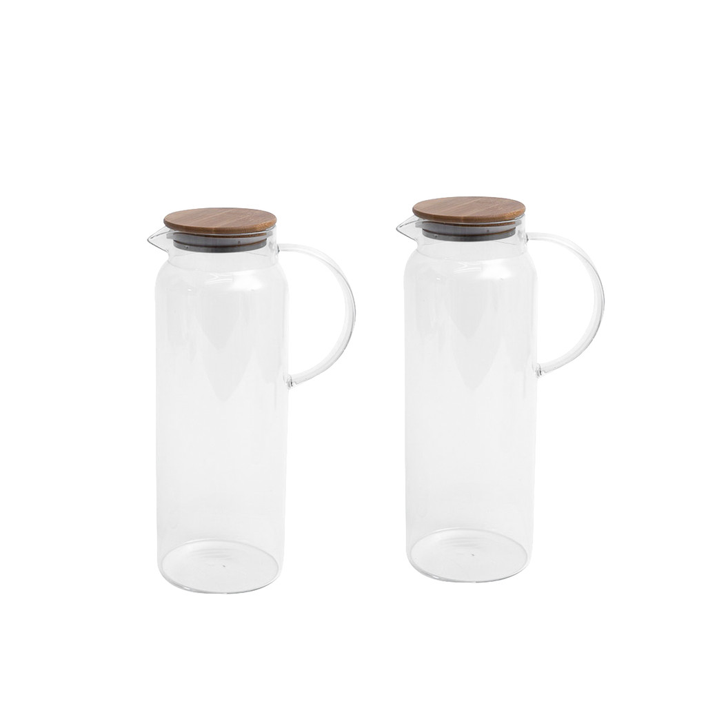 Kit 2 Jarras de Vidro Borossilicato Suco com Tampa de Bambu 2l - Oikos