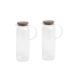 Kit 2 Jarras de Vidro Borossilicato Suco com Tampa de Bambu 2l - Oikos