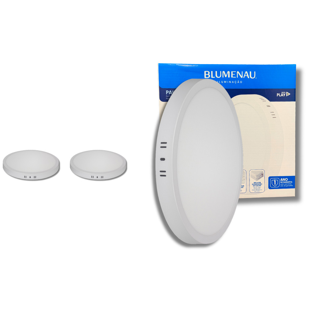 Kit 3 Painel Plafon Led Redondo Sobrepor 24w Play Blumenau Iluminação 6500k ou 4000k ou 3000k em Oferta na Shopee