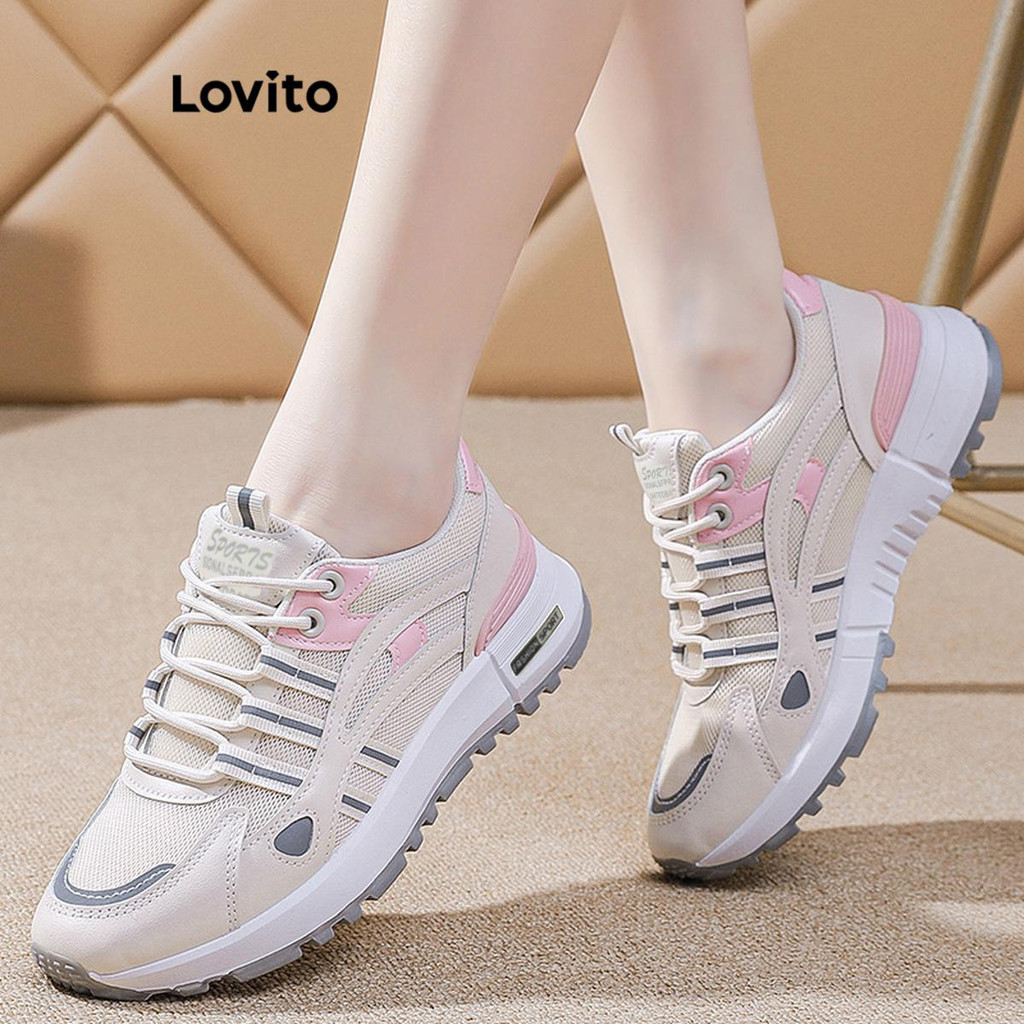 Lovito Sapatos casuais lisos Forrest Gump tênis Colorblock para mulheres LFA69036 em Oferta na Shopee