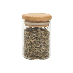 POTE 110ML DE VIDRO COM TAMPA DE BAMBU REDONDO FLAT DE MANTIMENTO - TUD