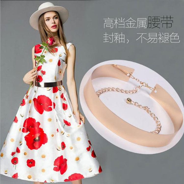Cassete lantejoulas cinto de Metal feminino fino espelho decoração vestido cinto largo europeu americano All-Match vesti
