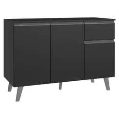 Balcão de Cozinha 120 cm 3 Portas 1 Gaveta Com Pés Preto Nice Madesa