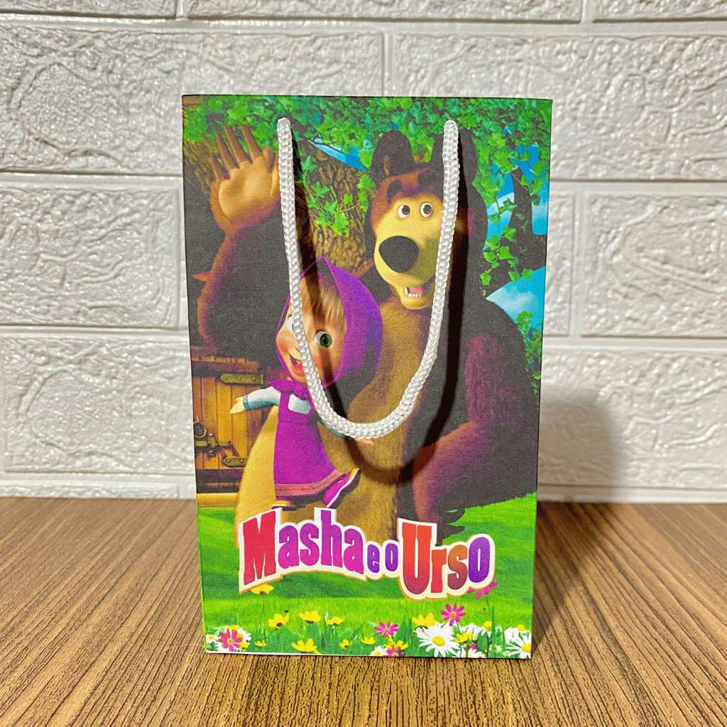 KIT PEGUE E MONTE SACOLINHAS  para Festas Mimos Aniversários Lembrancinhas MARSHA E O URSO