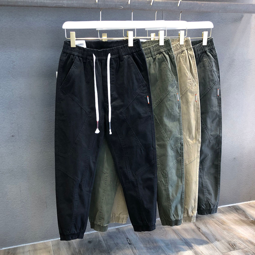 Calças pretas de exportação de comércio exterior masculinas primavera outono Jeans soltos até o tornozelo Harem calças m
