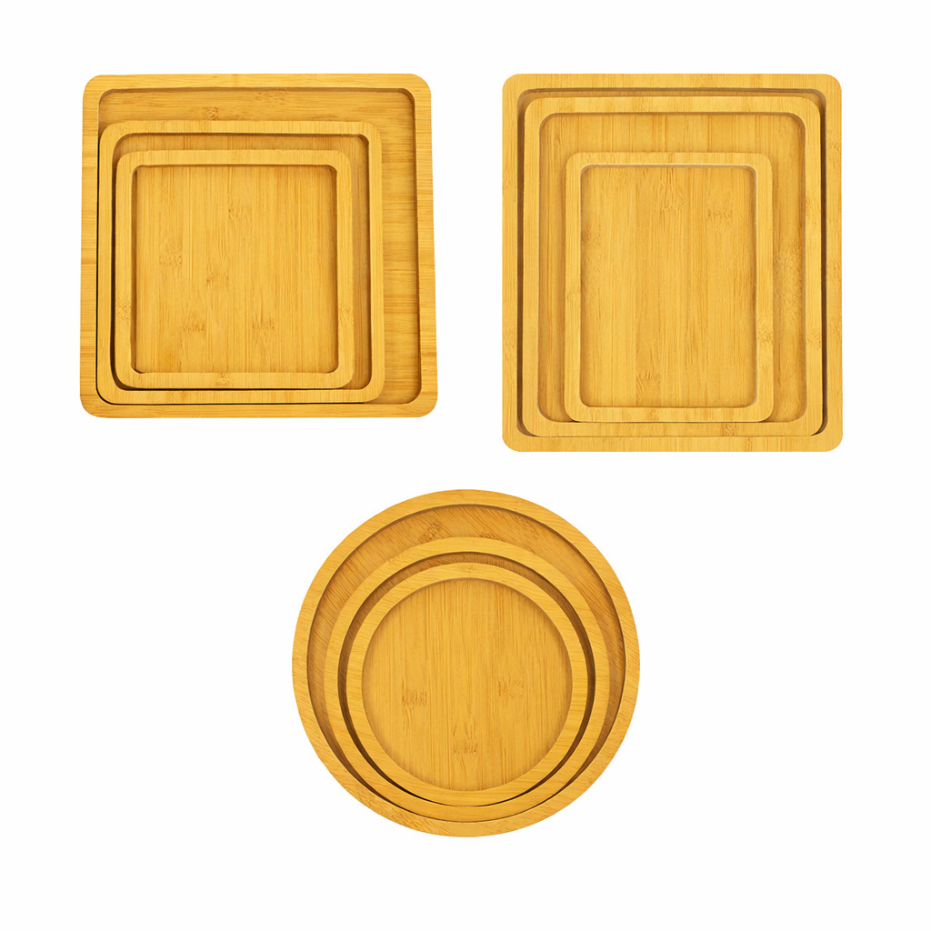 Kit Bandejas MDF Estilo Bambu retangular redondo  Organizadora Cozinha conjunto servir cafe da manha em Oferta na Shopee