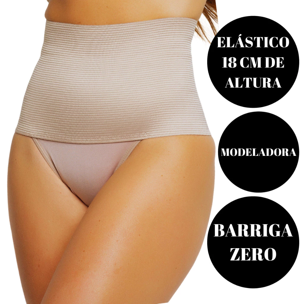 Cinta Modeladora De Alta Compressão Calcinha Barriga Zero Redutora M ao Plus Size Elástico 18CM — imagem 1