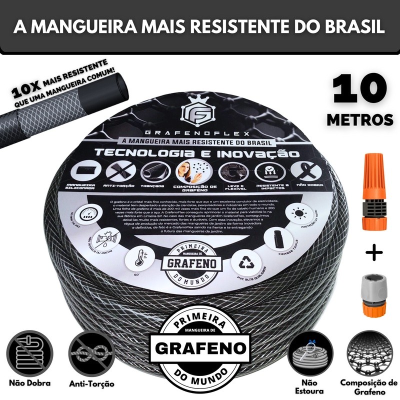 Mangueira para Jardim de Tripla Camada 10 Mts - GrafenoFlex Profissional